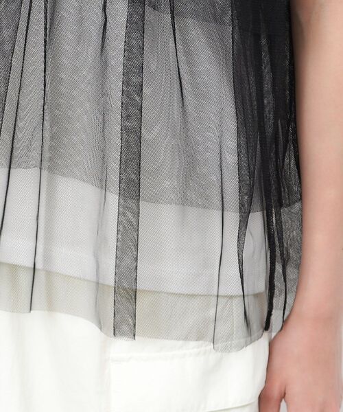 OPAQUE.CLIP(オペークドットクリップ)の「◆チュールドッキングTシャツ【洗濯機洗い可】(Tシャツ/カットソー・レディース・チャコール/ブラック系4/ホワイト系5・40/38/36)」の5枚目の写真