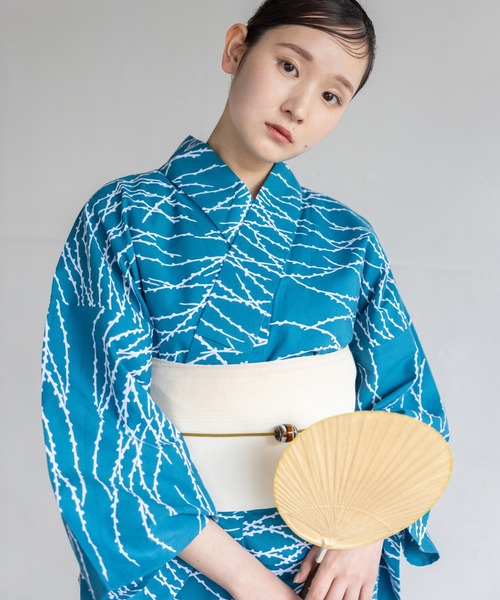 去年完売！ゆかた館グレース　水色 ゆかた館グレース（ユカタカングレース）の「【伊勢形紙×注染