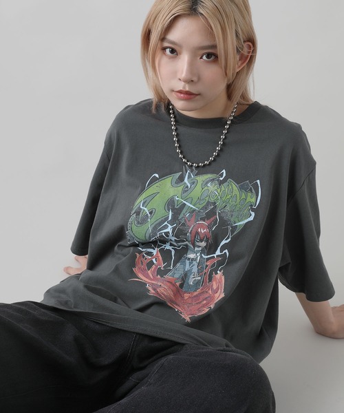MSG(エムエスジー)の「【MSG×YORUGATAコラボ】ボックスシルエットヴィンテージプリントグラフィックTシャツ(Tシャツ/カットソー・メンズ・ブラック系/ブラック/ホワイト・M/S/XL/L)」の2枚目の写真