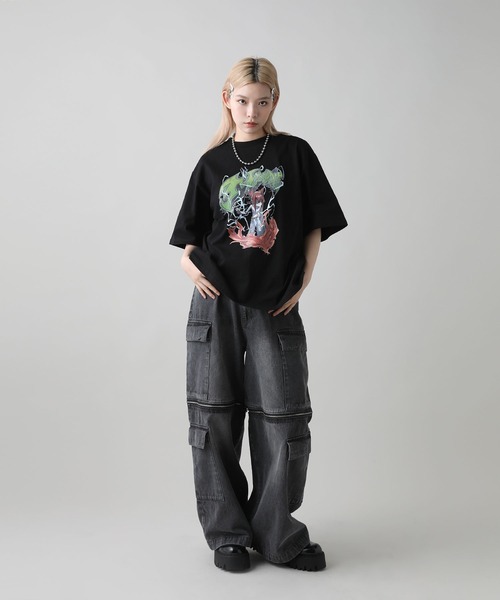 MSG(エムエスジー)の「【MSG×YORUGATAコラボ】ボックスシルエットヴィンテージプリントグラフィックTシャツ(Tシャツ/カットソー・メンズ・ブラック系/ブラック/ホワイト・M/S/XL/L)」の15枚目の写真
