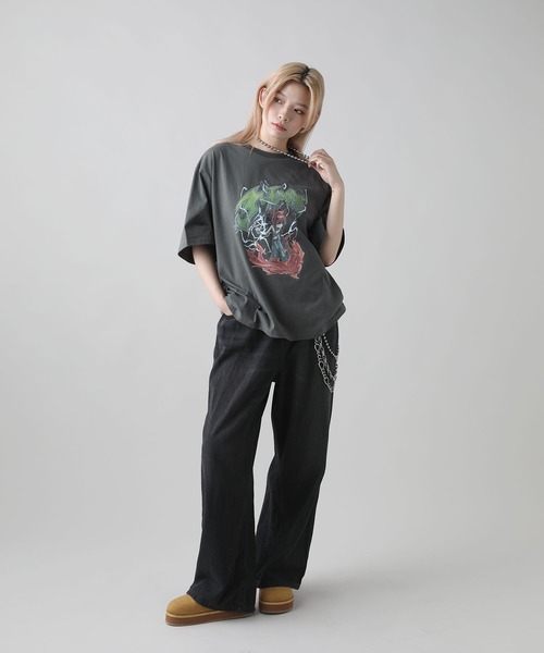 MSG(エムエスジー)の「【MSG×YORUGATAコラボ】ボックスシルエットヴィンテージプリントグラフィックTシャツ(Tシャツ/カットソー・メンズ・ブラック系/ブラック/ホワイト・M/S/XL/L)」の19枚目の写真