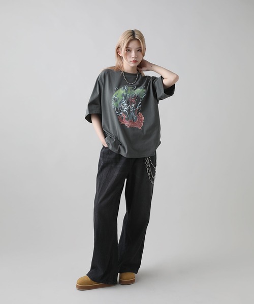 MSG(エムエスジー)の「【MSG×YORUGATAコラボ】ボックスシルエットヴィンテージプリントグラフィックTシャツ(Tシャツ/カットソー・メンズ・ブラック系/ブラック/ホワイト・M/S/XL/L)」の21枚目の写真