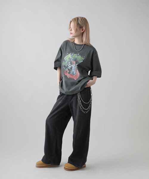 MSG(エムエスジー)の「【MSG×YORUGATAコラボ】ボックスシルエットヴィンテージプリントグラフィックTシャツ(Tシャツ/カットソー・メンズ・ブラック系/ブラック/ホワイト・M/S/XL/L)」の20枚目の写真
