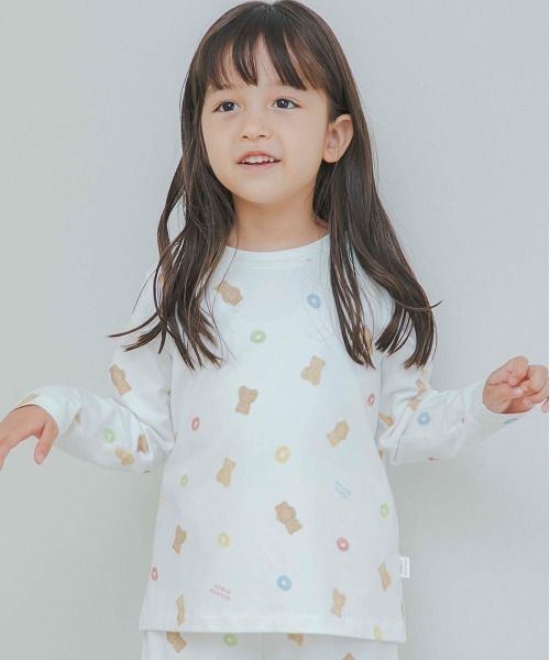 gelato pique(ジェラートピケ)の「【KIDS】シリアルベア柄ロンT(ルームウェア/パジャマ・キッズ・オフホワイト/ピンク・MEDIUM/SMALL/X-SMALL/XX-SMALL)」の3枚目の写真