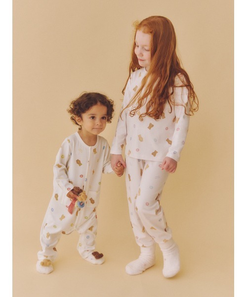gelato pique(ジェラートピケ)の「【KIDS】シリアルベア柄ロンT(ルームウェア/パジャマ・キッズ・オフホワイト/ピンク・MEDIUM/SMALL/X-SMALL/XX-SMALL)」の7枚目の写真