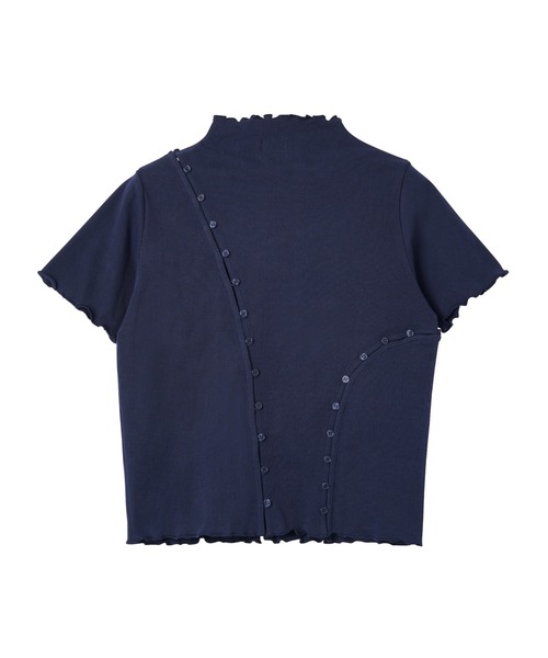 PAMEO POSE(パメオポーズ)の「Multiple Button Bottleneck Tee(Tシャツ/カットソー・レディース・ネイビー/レッド/ブラック・FREE)」の4枚目の写真