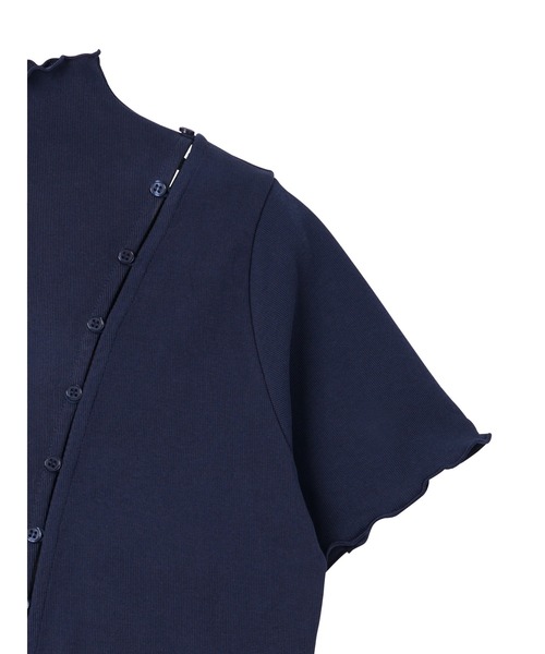 PAMEO POSE(パメオポーズ)の「Multiple Button Bottleneck Tee(Tシャツ/カットソー・レディース・ネイビー/レッド/ブラック・FREE)」の6枚目の写真