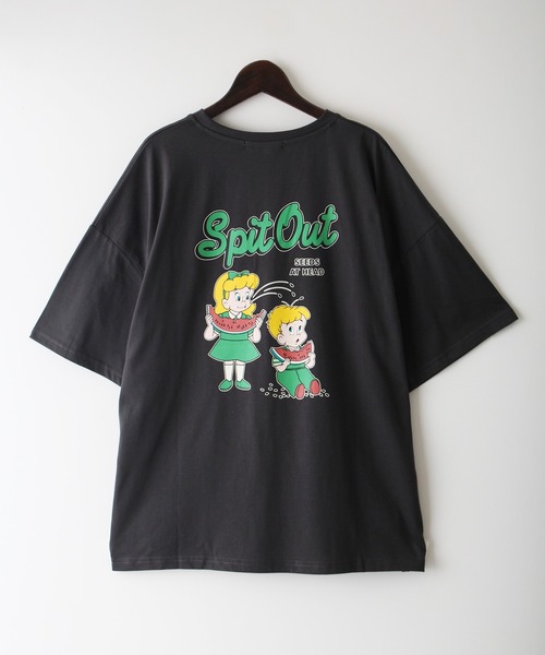 SpRay(スプレイ)の「スイカキッズBIG Tシャツ(Tシャツ/カットソー・レディース・オフホワイト/ブルー/スミクロ/イエロー・FREE)」の2枚目の写真
