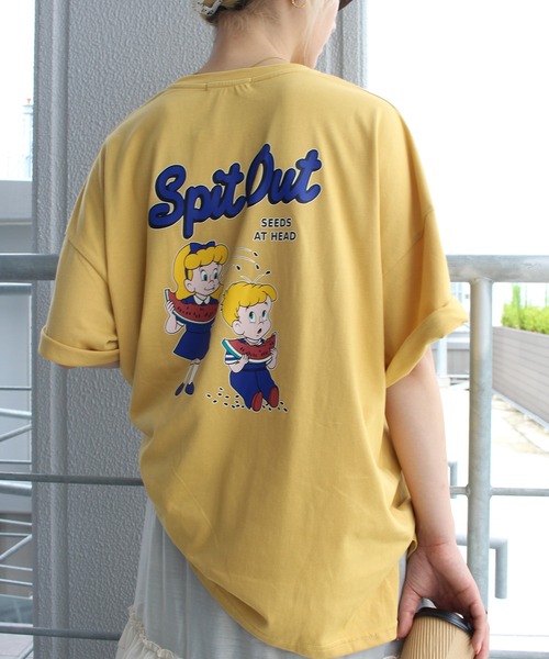 SpRay(スプレイ)の「スイカキッズBIG Tシャツ(Tシャツ/カットソー・レディース・オフホワイト/ブルー/スミクロ/イエロー・FREE)」の20枚目の写真