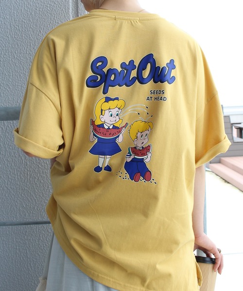 SpRay(スプレイ)の「スイカキッズBIG Tシャツ(Tシャツ/カットソー・レディース・オフホワイト/ブルー/スミクロ/イエロー・FREE)」の19枚目の写真