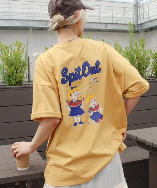 SpRay(スプレイ)の「スイカキッズBIG Tシャツ(Tシャツ/カットソー・レディース・オフホワイト/ブルー/スミクロ/イエロー・FREE)」の18枚目の写真