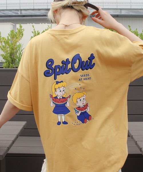 SpRay(スプレイ)の「スイカキッズBIG Tシャツ(Tシャツ/カットソー・レディース・オフホワイト/ブルー/スミクロ/イエロー・FREE)」の17枚目の写真