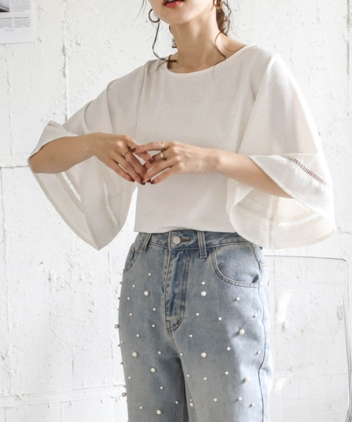 La-gemme(ラジェム)の「フレアスリーブブラウス(シャツ/ブラウス・レディース・ブラック/ホワイト・フリー)」の20枚目の写真