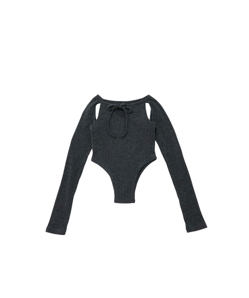 D&G ボディスーツ カットソー ピンク リボン グレー レオタード