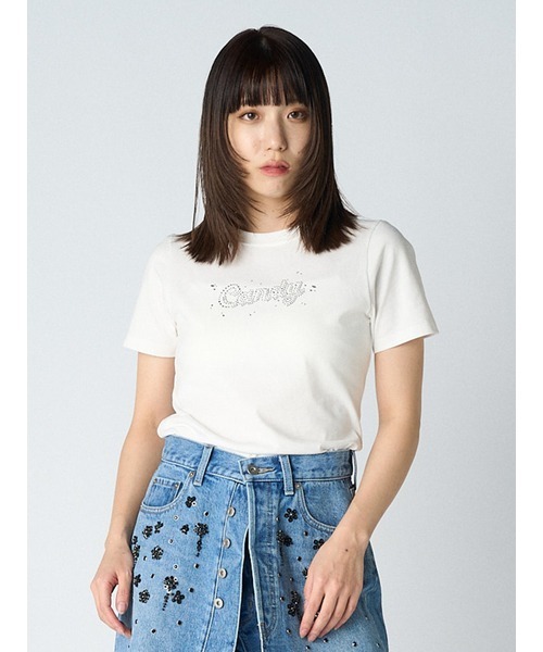 Lily Brown - ¥6900！←定価¥9900！リリーブラウン　フロントロゴラインストーンT LILY BROWN（リリーブラウン）の「[L.B CANDY STOCK]フロント