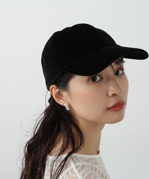N.（N. Natural Beauty Basic）（エヌエヌナチュラルビューティーベーシック）の「◆ベロアリボンキャップ（キャップ・レディース・ベージュ/ブラック・FREE）」の4枚目の写真