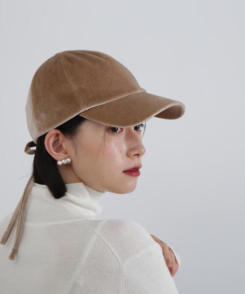 N.（N. Natural Beauty Basic）（エヌエヌナチュラルビューティーベーシック）の「◆ベロアリボンキャップ（キャップ・レディース・ベージュ/ブラック・FREE）」の9枚目の写真