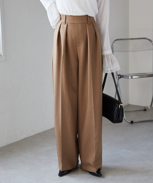 セール】[低身長/高身長/大きいサイズ有]ウール調センタープレスタック