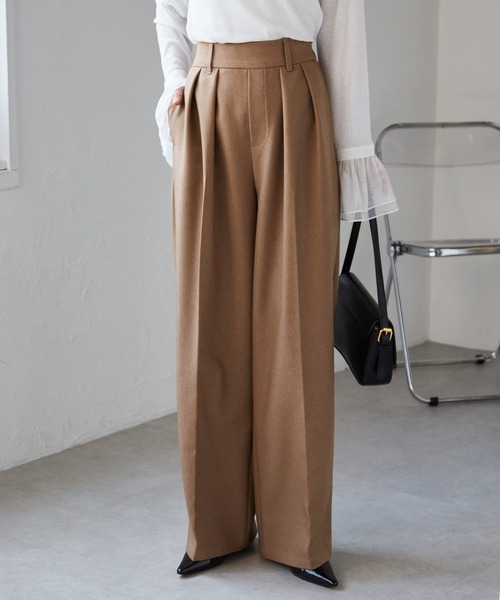 ranan　6月② セール】[低身長/高身長/大きいサイズ有]ウール調センタープレスタック