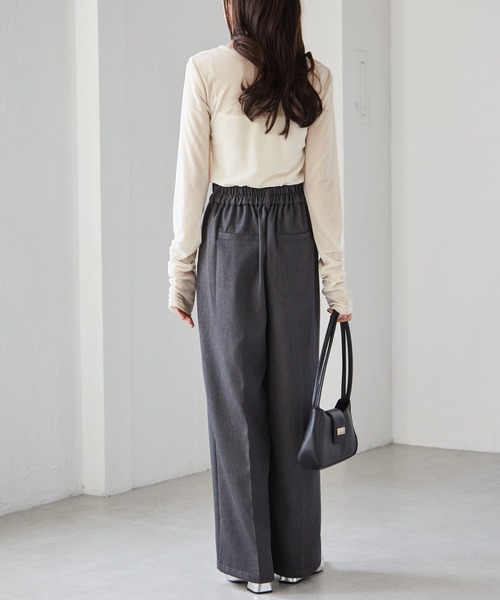 セール】[低身長/高身長/大きいサイズ有]ウール調センタープレスタック