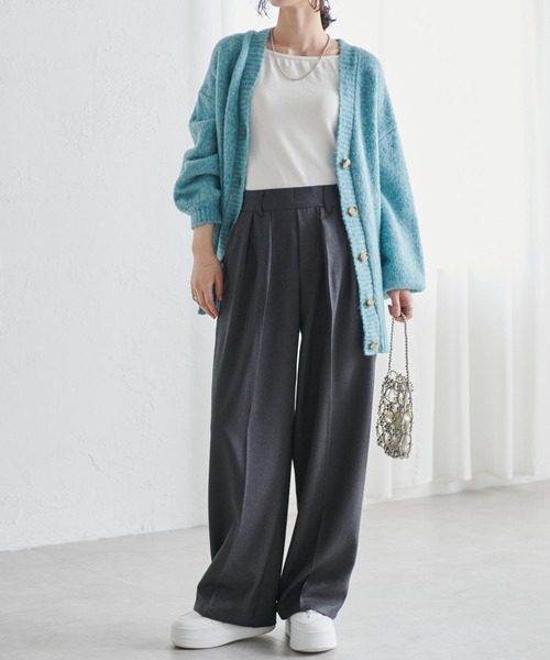 セール】[低身長/高身長/大きいサイズ有]ウール調センタープレスタック