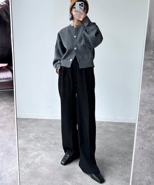 セール】[低身長/高身長/大きいサイズ有]ウール調センタープレスタック