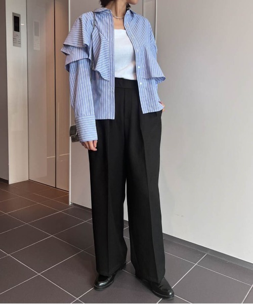 RANAN（ラナン）の「[低身長/高身長/大きいサイズ有]センタープレスタックワイドパンツ（その他パンツ・レディース・アイボリー/ベージュ/グレー/ブラック/パープル/グレー系・L/M/S/LL/LT/MT/ST/XLT）」の22枚目の写真