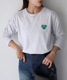 ハートロゴラメ刺繍コンパクトロンT