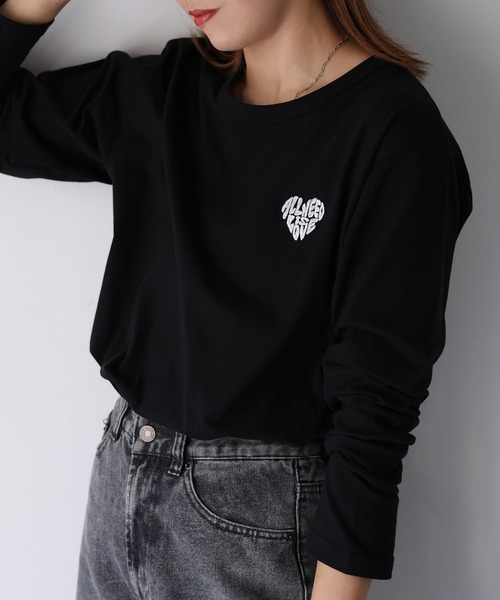 Riberry(リベリー)の「ハートロゴラメ刺繍コンパクトロンT(Tシャツ/カットソー・レディース・ホワイト×ブラック/ブラック×ホワイト/ホワイト×レッド/ライトグレー系2/ブラック×レッド/ライトグレー系1・FREE)」の15枚目の写真