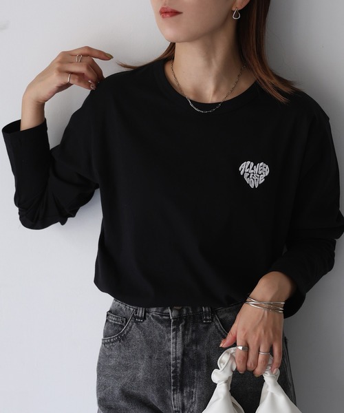 RILY♡ハートロゴTee Mサイズ セール】Heart Logo Print T-Shirt/ハートロゴプリント オーバー