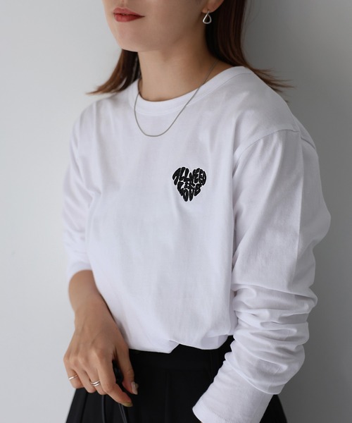 Riberry(リベリー)の「ハートロゴラメ刺繍コンパクトロンT(Tシャツ/カットソー・レディース・ホワイト×ブラック/ブラック×ホワイト/ホワイト×レッド/ライトグレー系2/ブラック×レッド/ライトグレー系1・FREE)」の22枚目の写真