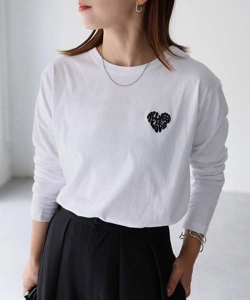 Riberry(リベリー)の「ハートロゴラメ刺繍コンパクトロンT(Tシャツ/カットソー・レディース・ホワイト×ブラック/ブラック×ホワイト/ホワイト×レッド/ライトグレー系2/ブラック×レッド/ライトグレー系1・FREE)」の21枚目の写真