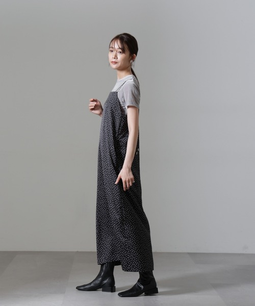 NANO universe（ナノユニバース）の「ドットプリントサテンキャミワンピース（ワンピース・レディース・ブラック/ベージュ・S/M）」の12枚目の写真