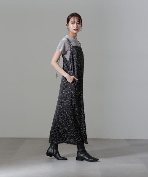 NANO universe（ナノユニバース）の「ドットプリントサテンキャミワンピース（ワンピース・レディース・ブラック/ベージュ・S/M）」の13枚目の写真