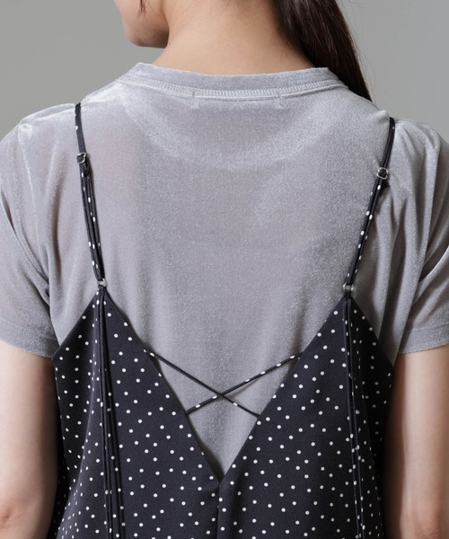 NANO universe（ナノユニバース）の「ドットプリントサテンキャミワンピース（ワンピース・レディース・ブラック/ベージュ・S/M）」の19枚目の写真