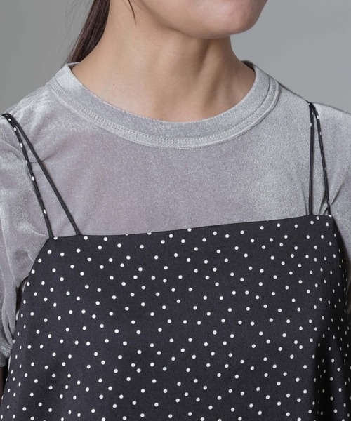 NANO universe（ナノユニバース）の「ドットプリントサテンキャミワンピース（ワンピース・レディース・ブラック/ベージュ・S/M）」の20枚目の写真