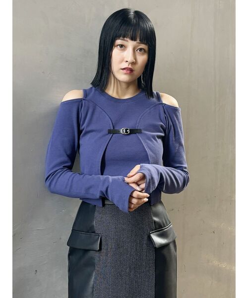 MURUA（ムルーア）の「ボレロレイヤードテレコトップス（Tシャツ/カットソー・レディース・マスタード/パープル/ブラック/グレー・FREE）」の20枚目の写真