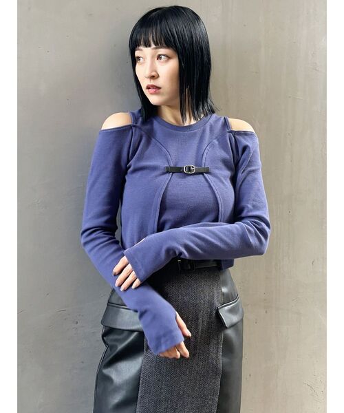 MURUA（ムルーア）の「ボレロレイヤードテレコトップス（Tシャツ/カットソー・レディース・マスタード/パープル/ブラック/グレー・FREE）」の19枚目の写真