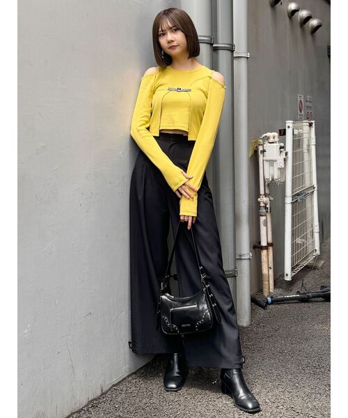 MURUA（ムルーア）の「ボレロレイヤードテレコトップス（Tシャツ/カットソー・レディース・マスタード/パープル/ブラック/グレー・FREE）」の14枚目の写真