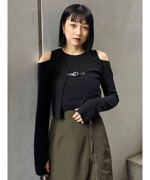 MURUA（ムルーア）の「ボレロレイヤードテレコトップス（Tシャツ/カットソー・レディース・マスタード/パープル/ブラック/グレー・FREE）」の13枚目の写真