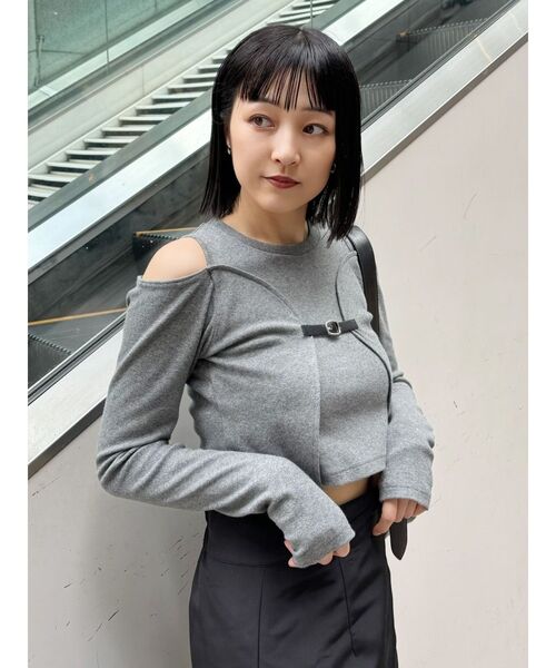 MURUA（ムルーア）の「ボレロレイヤードテレコトップス（Tシャツ/カットソー・レディース・マスタード/パープル/ブラック/グレー・FREE）」の8枚目の写真