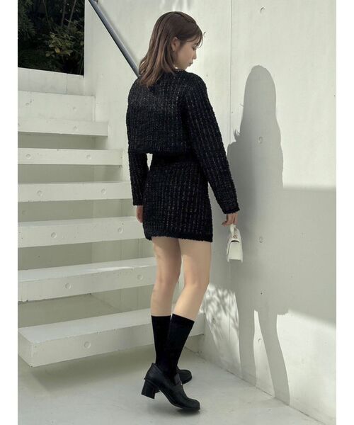 dazzlin（ダズリン）の「【セットアップ対応】ツイードライクダブルニットジャケット（ノーカラージャケット・レディース・ブラック/ブルー/アイボリー・SMALL/MEDIUM）」の18枚目の写真