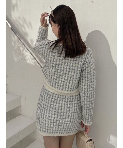 dazzlin（ダズリン）の「【セットアップ対応】ツイードライクダブルニットジャケット（ノーカラージャケット・レディース・ブラック/ブルー/アイボリー・SMALL/MEDIUM）」の11枚目の写真