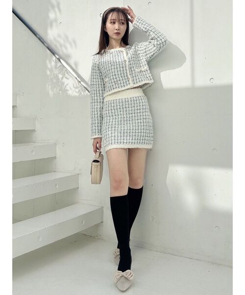 dazzlin（ダズリン）の「【セットアップ対応】ツイードライクダブルニットジャケット（ノーカラージャケット・レディース・ブラック/ブルー/アイボリー・SMALL/MEDIUM）」の22枚目の写真