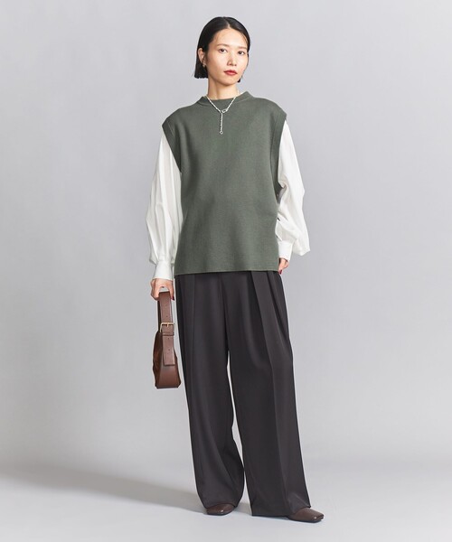 BEAUTY&YOUTH UNITED ARROWS(ビューティーアンドユースユナイテッドアローズ)の「コットンカシミヤミラノリブ ニットベスト -ウォッシャブル-(ベスト・レディース・オフホワイト/オリーブ/レッド・FREE)」の12枚目の写真