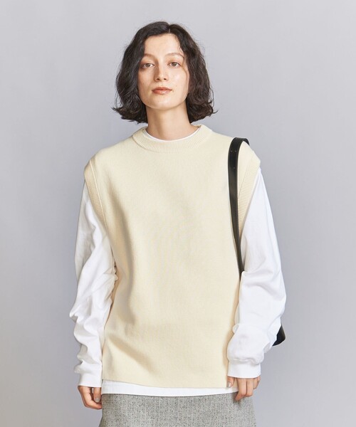 BEAUTY&YOUTH UNITED ARROWS(ビューティーアンドユースユナイテッドアローズ)の「コットンカシミヤミラノリブ ニットベスト -ウォッシャブル-(ベスト・レディース・オフホワイト/オリーブ/レッド・FREE)」の14枚目の写真