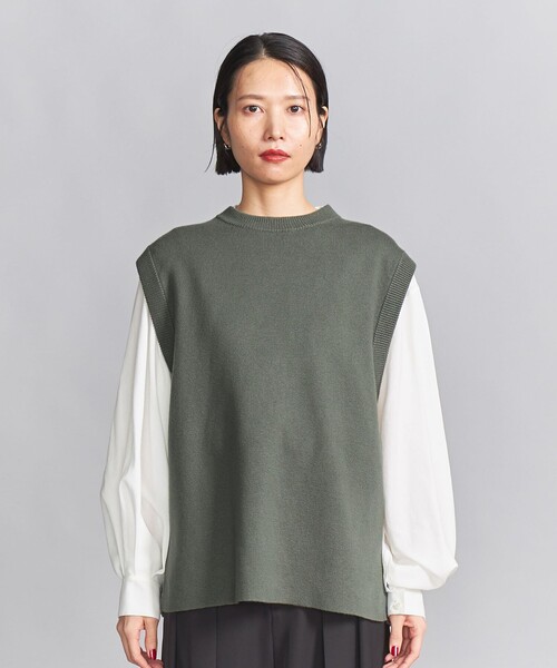 BEAUTY&YOUTH UNITED ARROWS(ビューティーアンドユースユナイテッドアローズ)の「コットンカシミヤミラノリブ ニットベスト -ウォッシャブル-(ベスト・レディース・オフホワイト/オリーブ/レッド・FREE)」の16枚目の写真