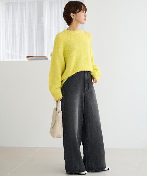 JOURNAL STANDARD relume（ジャーナルスタンダード　レリューム）の「ShaggyFluffyクルーネックプルオーバー（ニット/セーター・レディース・ライトグレー/イエロー/ブルー/バーガンディー・FREE）」の6枚目の写真