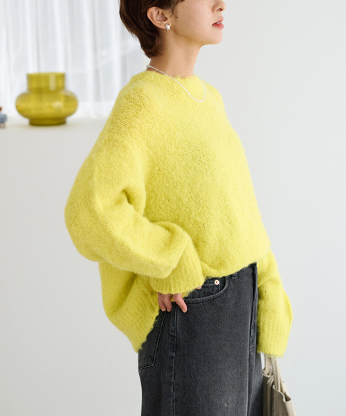 JOURNAL STANDARD relume（ジャーナルスタンダード　レリューム）の「ShaggyFluffyクルーネックプルオーバー（ニット/セーター・レディース・ライトグレー/イエロー/ブルー/バーガンディー・FREE）」の7枚目の写真