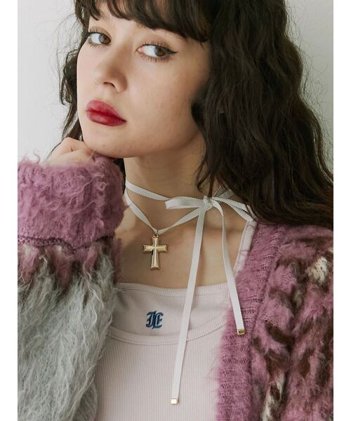 jouetie（ジュエティ）の「クロスリボンチョーカー（チョーカー・レディース・ブラック/オフホワイト/ブルー・FREE）」の2枚目の写真